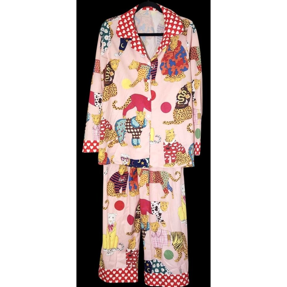 Karen Mabon Womens "Leopard Can't Change Their Spots" Print Pajama Set